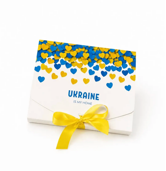 Подарок "Ukraine is my home" - дубайский шоколад, вышиванка и герб Украины с конфетами - Berry Bar BBP01-128 фото